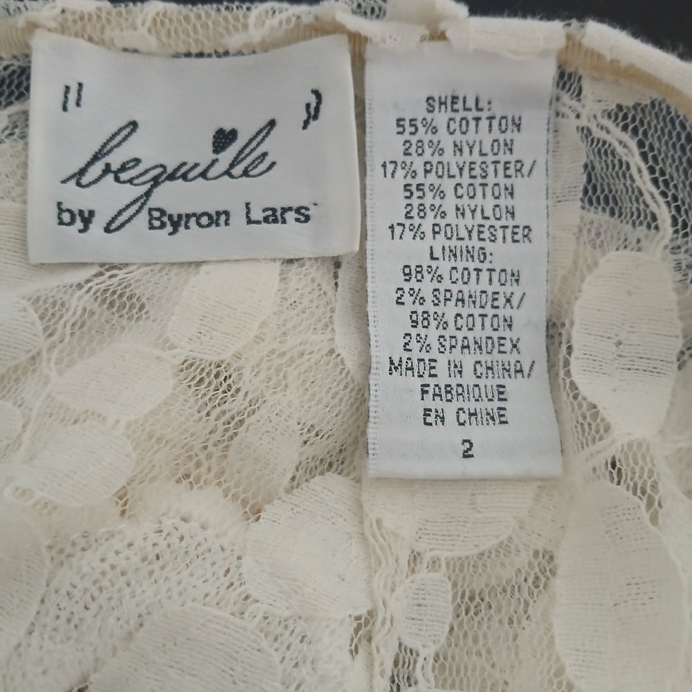 Byron Lars Cream Lace  Sleeve Dress - Picture 15 of 16
